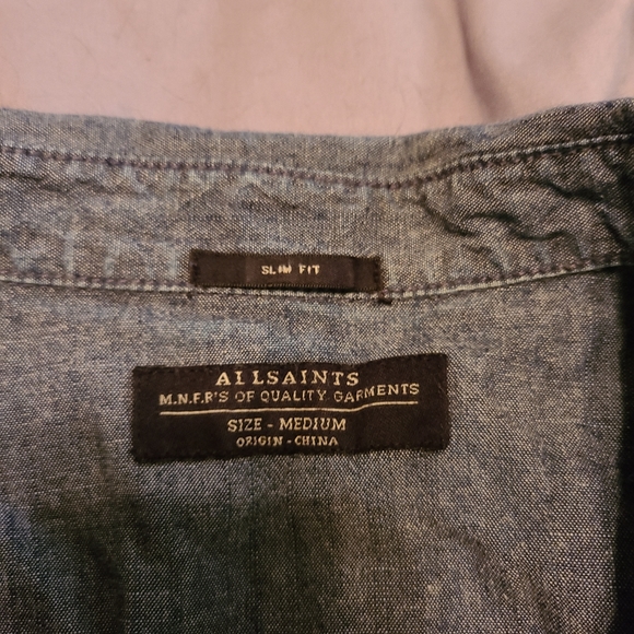 All Saints Imako LS Long Sleeve Shirt Pearl Snap - Picture 4 of 6